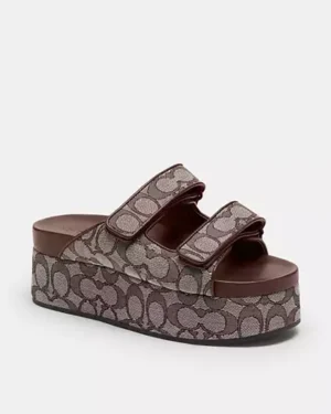 Two Band Platform Slide In Signature Jacquard