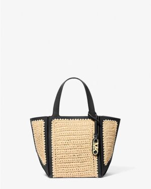 Jordi Small Hand-Crocheted and Leather Tote Bag