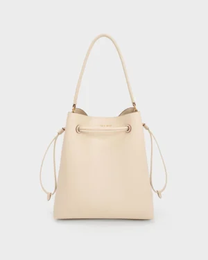 Bellamy Drawstring Hobo Bag - Beige