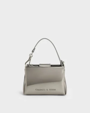 Bosie Metallic Top Handle Pouch - Pewter