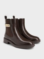 NEW Lando Faux Suede Metallic-Buckle Chelsea Boots - Dark Brown