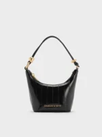 Micro Augustine Eel-Effect Chain-Handle Bag - Black