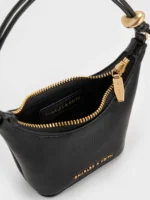 Micro Augustine Eel-Effect Chain-Handle Bag - Black