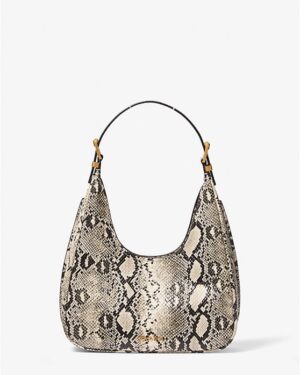 Nolita Small Snake Embossed Leather Hobo Shoulder Bag