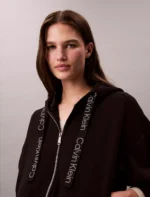 Logo Tape Zip Relaxed Hoodie