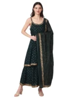 Women & Rayon Printed Anarkali Kurta with Palazzos and Dupatta Set