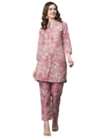 Women & Cotton Printed Straight Kurta With Pant