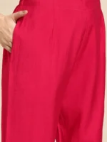 Women & Rayon Embroidered Alia Cut Regular Kurta With Pant