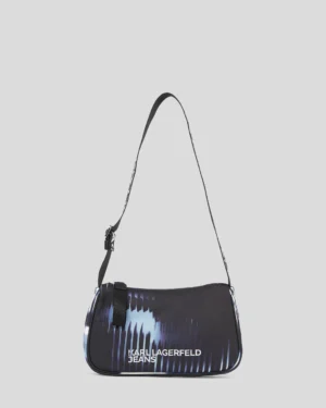 GLITCH PRINT NYLON SHOULDER BAG