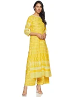 Women & Cotton Printed Straight Kurti with Palazzos Set