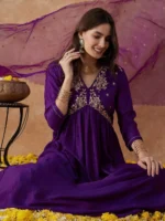 Rayon Women's Embroidered Alia Cut Kurta With Pant And Dupatta Set