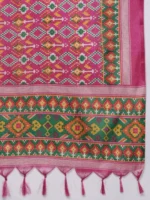 Women's Embroidered Cotton Straight Kurta with Pant and Dupatta Set