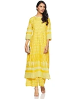 Women & Cotton Printed Straight Kurti with Palazzos Set