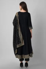 Women's Rayon Embroidered Anarkali Kurta Pant with Dupatta Set
