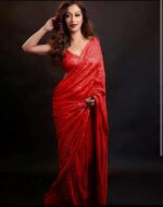 Bollywood Heavy Sequins Embroidery Work Georgette Saree with Unstitched Blouse