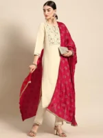 Rayon Straight Kurta Pant With Dupatta Set