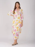 Cotton Embroidered Straight Kurta with Pant Set