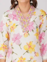 Cotton Embroidered Straight Kurta with Pant Set