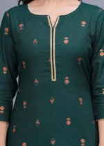 Cotton Printed Straight Kurta with Pant and Dupatta Set