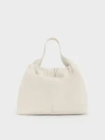 Charles & Keith Ally Ruched Slouchy Chain-Handle Bag - Cream | Rivella Couture