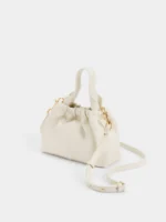 Charles & Keith Ally Ruched Slouchy Chain-Handle Bag - Cream | Rivella Couture