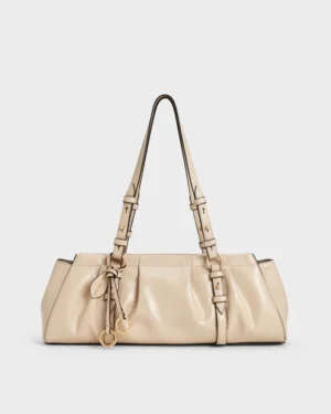 NEW Britton Ruched Elongated Shoulder Bag | Rivella couture