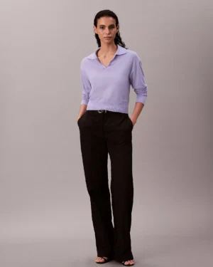 Calvin Klein Merino Wool Blend Relaxed Polo Sweater | Rivella Couture