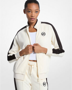 Michael Kors Striped Velour Zip-Up Jacket | Rivella Couture