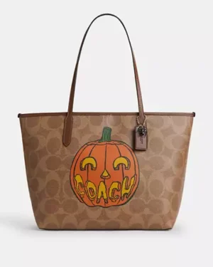 City Tote Bag In Signature Canvas With Halloween Print