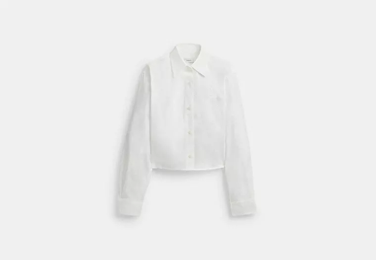 cn486_wht_a0 Cropped Button Up Shirt | Rivella couture