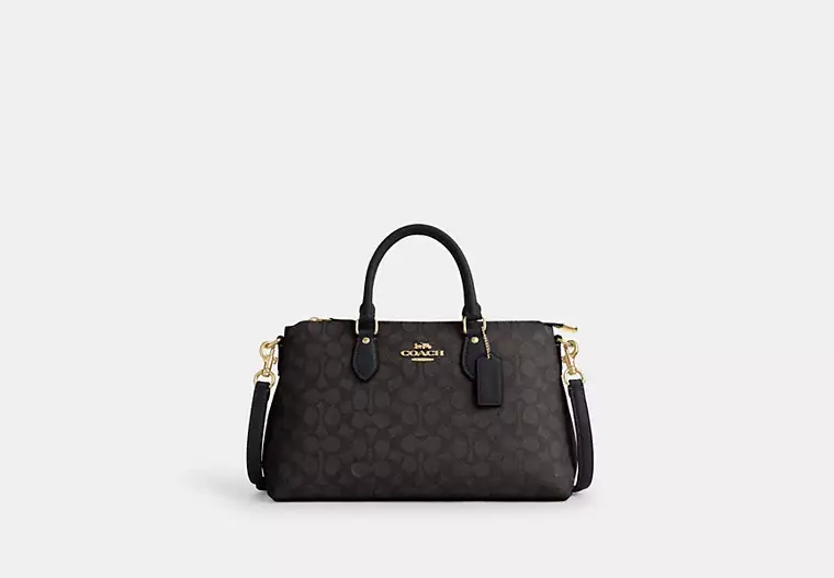 cw422_imxaq_a0 Georgia Satchel Bag In Signature Canvas