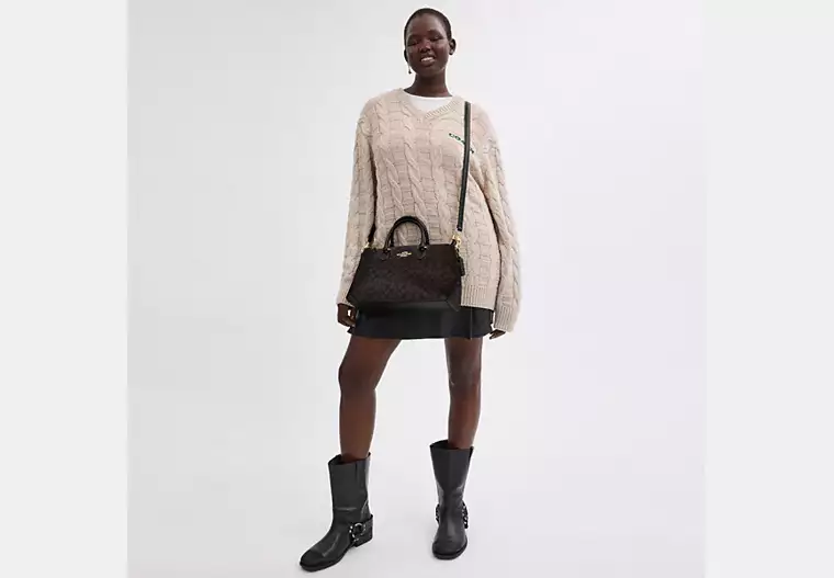 cw422_imxaq_a92 Georgia Satchel Bag In Signature Canvas