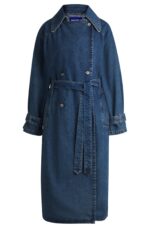 Hugo Double-breasted trench coat in dark-blue denim | Rivella Couture