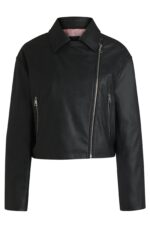 Boss Faux-leather biker-style jacket with signature trims | Rivella Couture