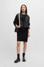 Boss Faux-leather biker-style jacket with signature trims | Rivella Couture