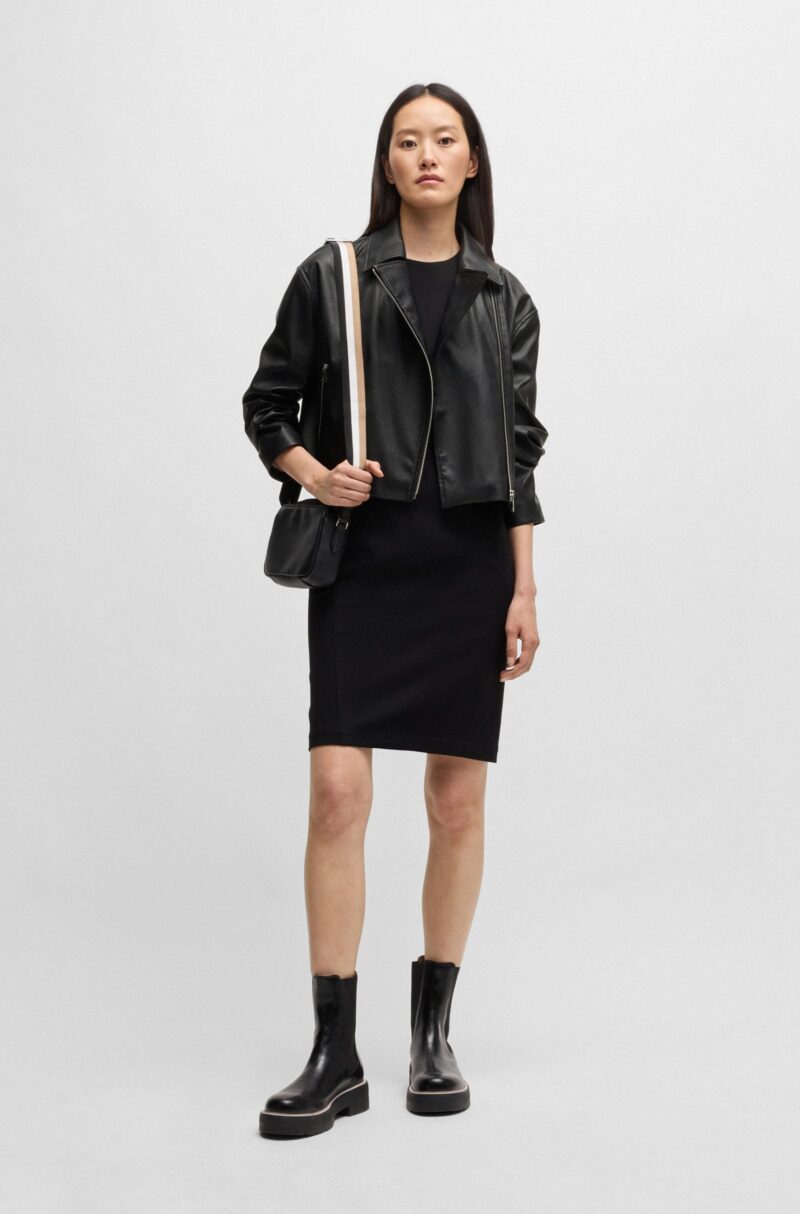 Boss Faux-leather biker-style jacket with signature trims | Rivella Couture