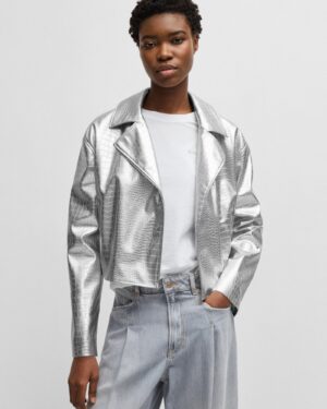 Boss Faux-leather jacket with crocodile embossing | Rivella Couture