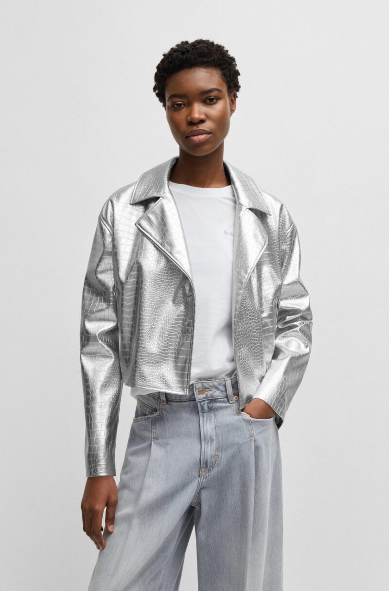 Boss Faux-leather jacket with crocodile embossing | Rivella Couture