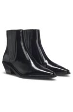 Polished-leather ankle boots with Cuban heel | Rivella cOUTUREW