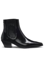 Polished-leather ankle boots with Cuban heel