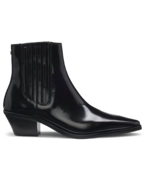 Polished-leather ankle boots with Cuban heel