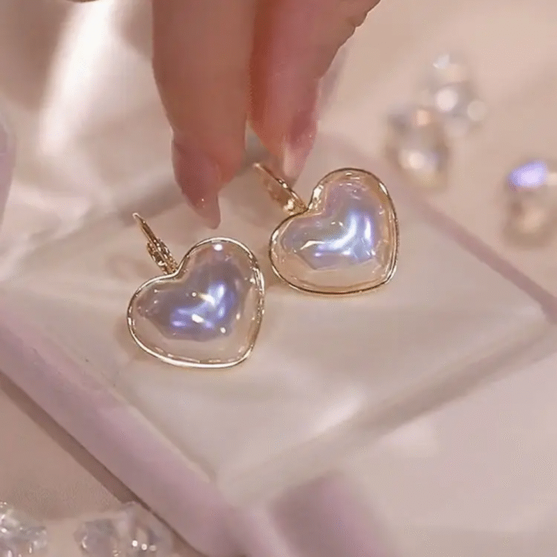 Aurora Heart Gloss Earrings / Charms|rivella couture