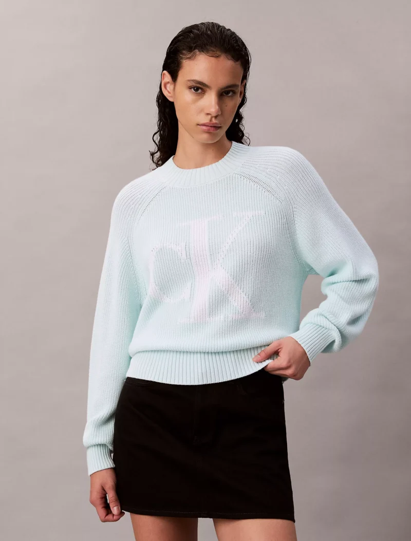 Calvin Klein Smooth Cotton Monogram Rib Classic Sweater