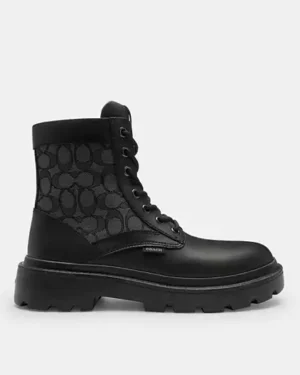 Coach Combat Boot With Signature Jacquard