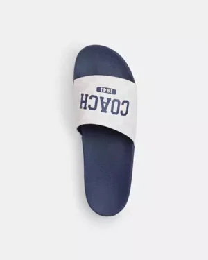 coach Slide Sandal In Signature Canvas With Varsity Logo | Rivella Couture