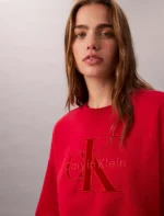 Calvin kelin Fleece Velvet Monologo Graphic Relaxed Sweatshirt