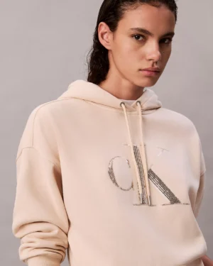 Calvin Klein Fleece Sequin Monogram Relaxed Hoodie