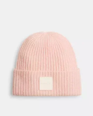 Coach Colorblock Beanie With Rubber Patch