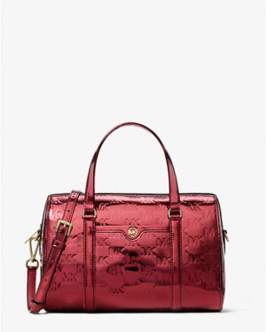 Michael Kors Jet Set Medium Metallic Logo Debossed Satchel