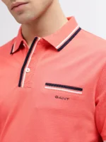 GANT Men Coral Solid Polo Collar Short Sleeves Tshirt